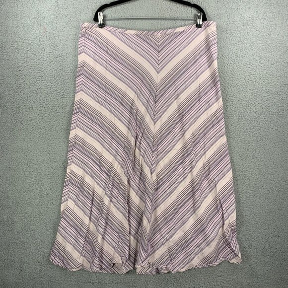 Lane Bryant Women's Maxi Skirt 16/18 Linen Blend Lined Stripe Modest Minimalist - Picture 1 of 9
